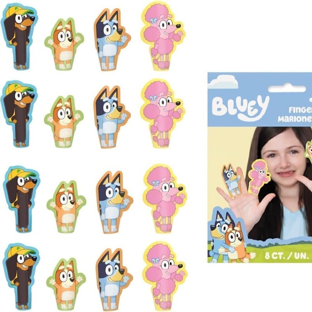 Bluey Paper Finger Puppets 16 ct. Total Party Favors / BRAND NEW